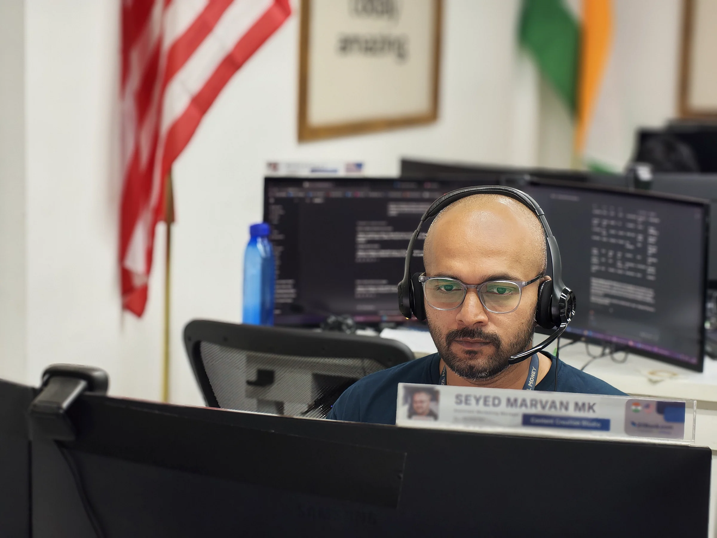 Seyed Marvan at the workstation, running content operations